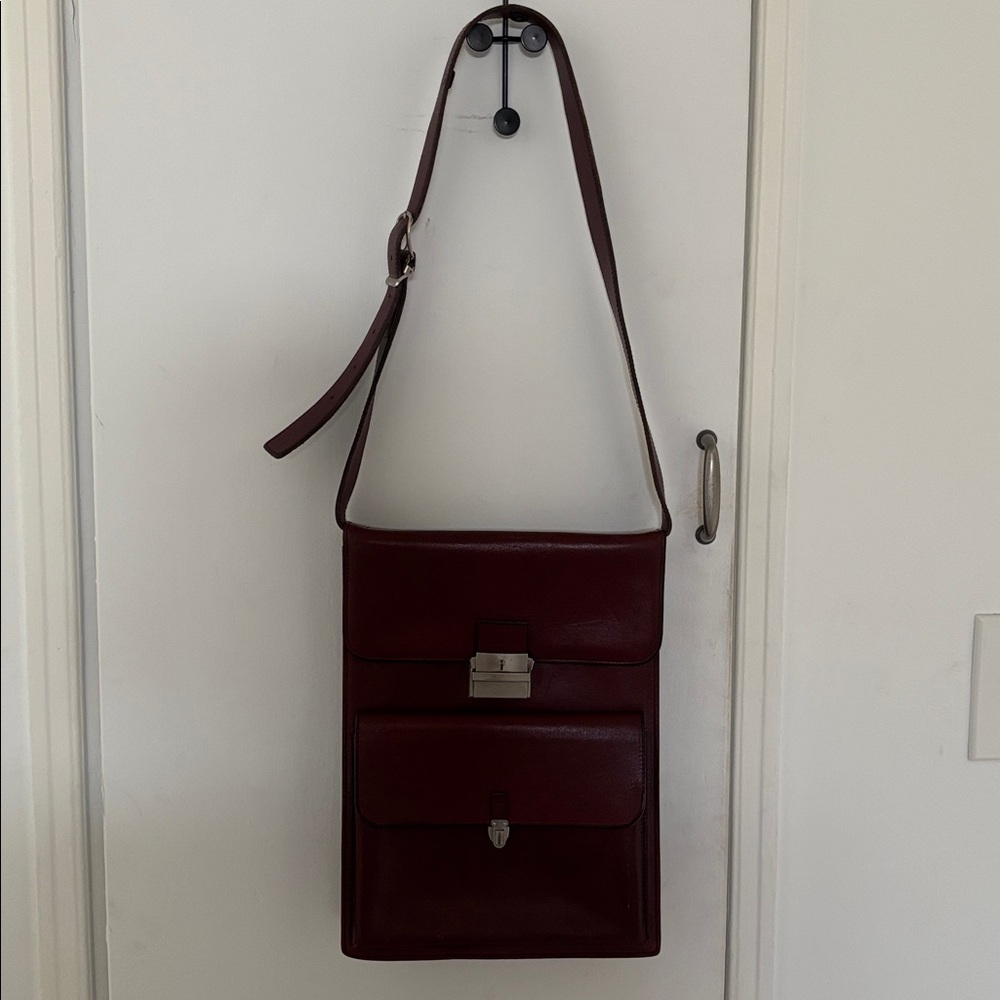 Vintage Burgundy Leather Shoulder Bag